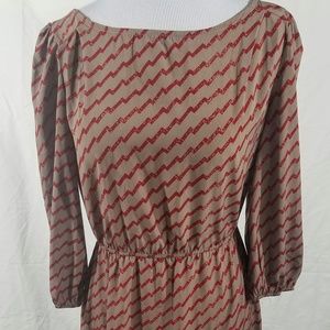 Hello Miss Red & Beige Cinched Waist Mini, Sz M